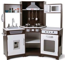 Wooden Kids Pretend Kitchen Play Set Children Cooking Toys Lights Sounds Gift