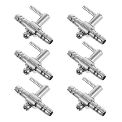 8 Set One-Way Air Flow Control Valve Stainless Steel for Fish Tank Silver Lever