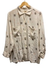 ARROW Long Sleeve Shirt Vintage 50s Lightning Crest Open Collar Rayon Size: