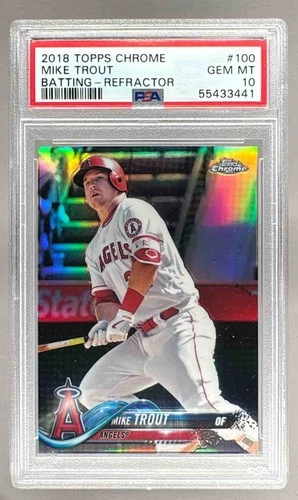 55433441 Mike Trout 2018 Topps Chrome #100 Refractor PSA 10