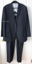 Tommy Hilfiger Men's Classic Fit Wool Suit Dark Blue Jacket Size 40R Pants 32  L