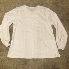 WonderWink Ladies Premiere Flex Full-Zip Scrub Jacket White Modern Fit Medium