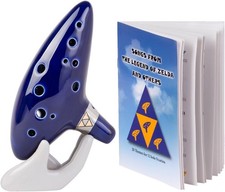 Zelda Ocarina 12 Loch Keramik mit Songbuch Displayständer