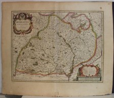 MORAVIA CZECH REPUBLIC 1640ca BLAEU UNUSUAL ANTIQUE ORIGINAL COPPER ENGRAVED MAP