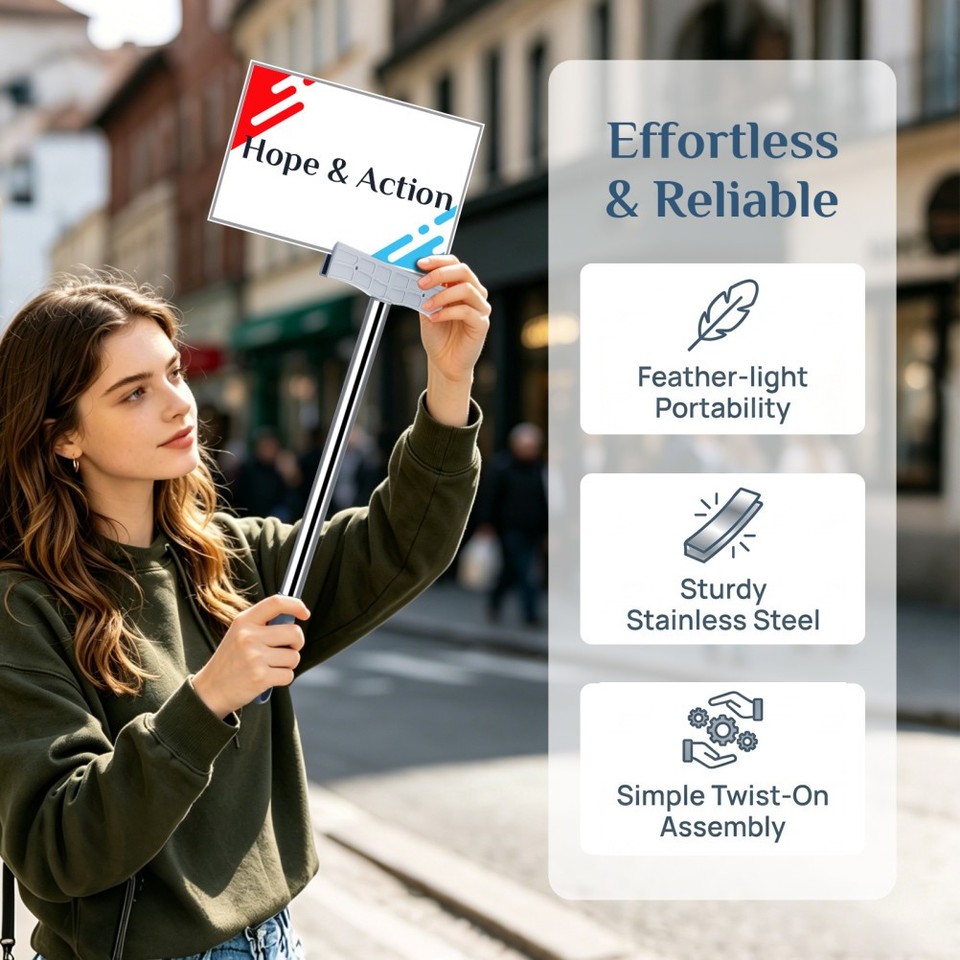 4Pcs Handheld Sign Rod Stainless Steel Assorted Color Lightweight Easy ...