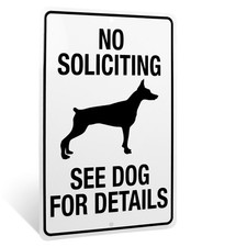 Metal No Soliciting Go Away See Dog For Details Funny Sign Yard Fence Home Decor
