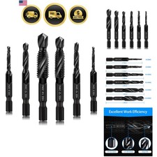 6 Packs Combination Drill  Taps Bit Set, Screw Tapping in SAE Size 6-32nc 8-...