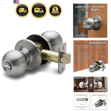 Privacy Door Knob Satin Stainless Modern Lockable Handle for Bedroom Bathroom...