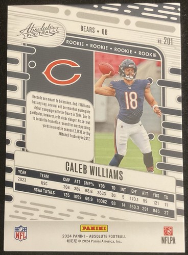 Juego Completo Absoluto 2024 - #1 - 200 INCLUYE #201 Caleb Williams RC 238/350 - Imagen 3 de 4