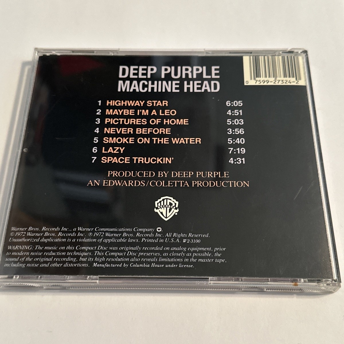 Deep Purple Machine Head CD ORIGINAL EARLY PRESS! Warner W2-3100