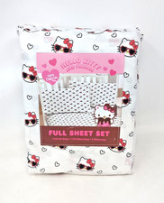 Hello Kitty 100 Cotton 4 Pc Full Sheet Set Sunglasses Hearts New authentic
