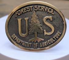 MINT Vintage 1985 USFS US Forest Service Belt Buckle Bronze Western Heritage