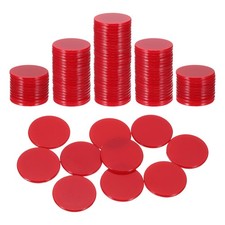 100Pcs, 1 Inch Poker Chips Bingo Chips Learning Counters Red Flat