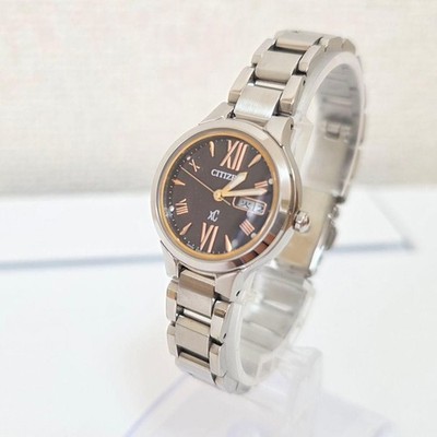 CITIZEN xC E001-T020330 Eco-Drive Radio Day Date Brown Dial Watch Box Mint
