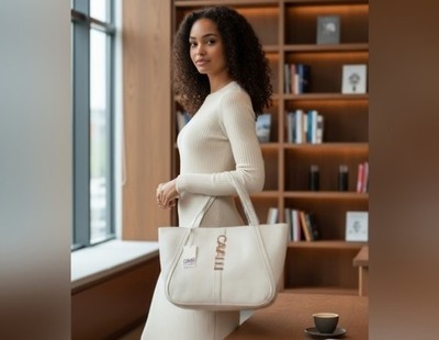 Cavalli Class Sandra Shopper Tote Bag White Asparagus Large NWT MSRP $118