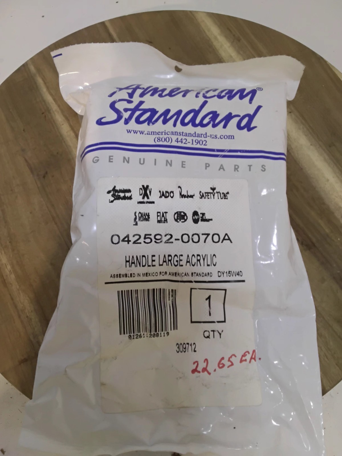 1PK American Standard 042592-0070a Handle Large Acrylic