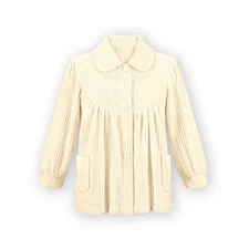 Soft Fleece Full-Button Front Bed Jacket with Pockets