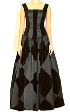 ESCADA Couture Vintage Black Harlequin Ball Gown Long Dress US 8 10 / DE 40