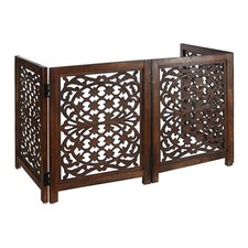 Lightnpro 4-Panel Wooden Dog Gate   72 Inch Extra-Wide Foldable Freestandi