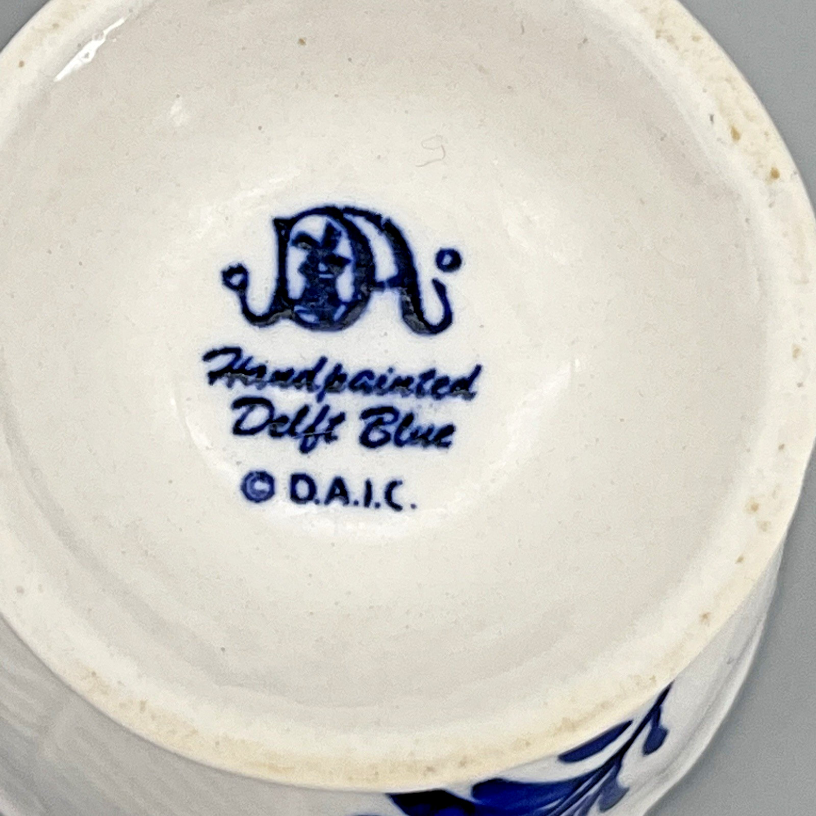 Delft Blue Porcelain Egg Cups Hand Painted Windmills & Floral - Vintage Set of 3