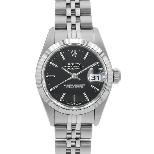 ROLEX Datejust 79174 black bar Y Number second hand Women