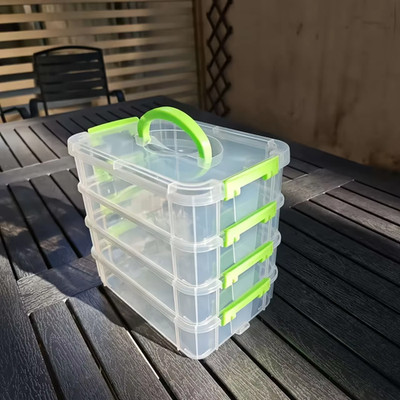 4-Layer Transparent Plastic Storage Box Cover Partitioned Drawer Storage Box Bui