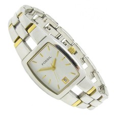 Fossil F2 Damen Armbanduhr Edelstahl Silber Gold Datum ES-9944 3ATM Bat neu S270