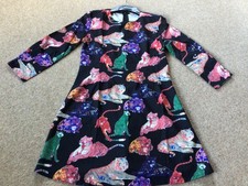 Big Cat Lion Tiger Cheetah Dress. Animal.Black Multi. Size S