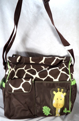 NEW Baby Boom Giraffe Diaper Bag Tote Brown Green w/ Changing Pad Large NWT
