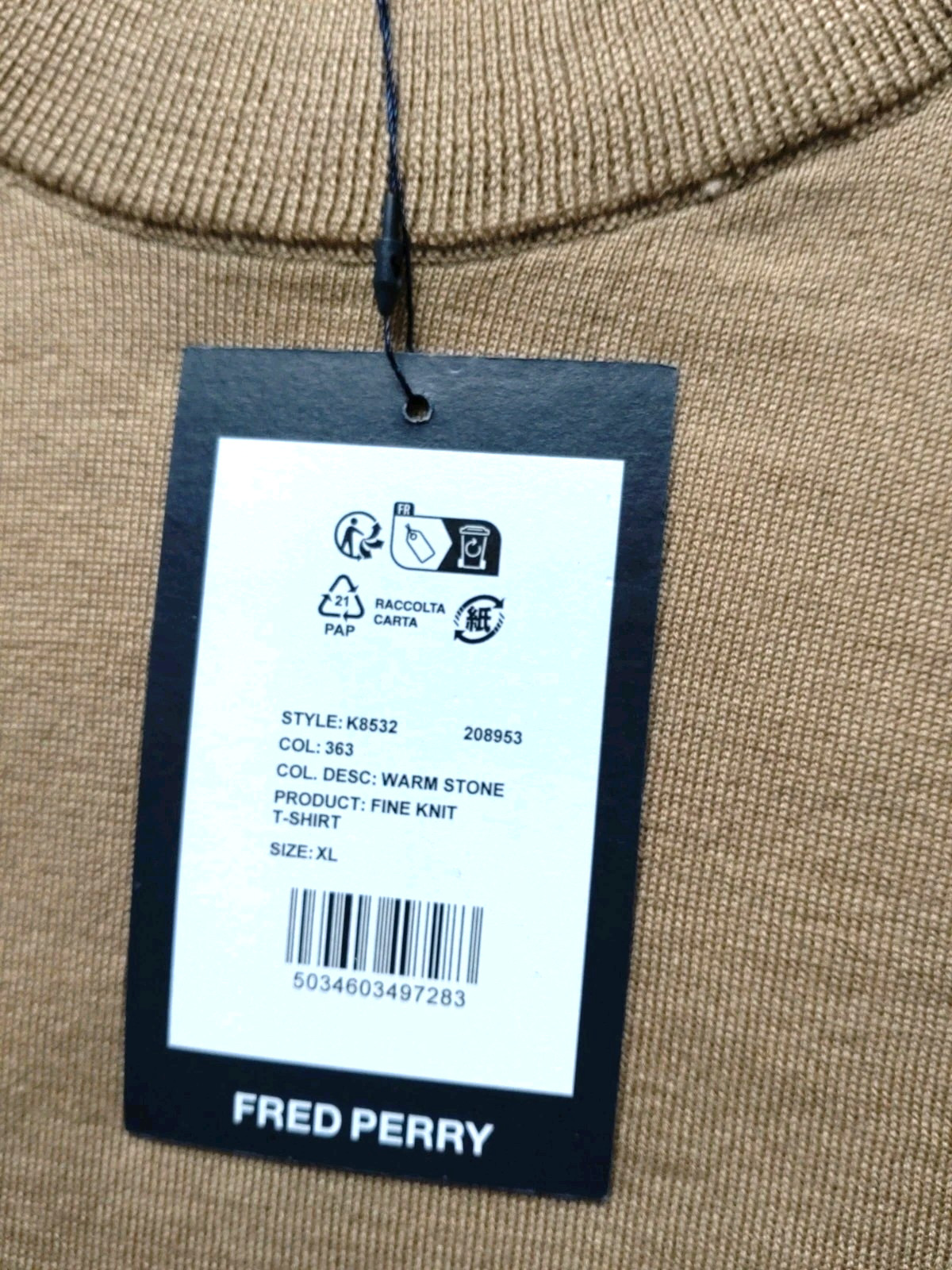 FRED PERRY * BNWT * SIZE XL   WARM STONE FINE KNIT MEN'S TOP RRP £110   FREE P+P image 9