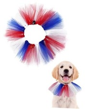 4th of July Dog Tutu Collar with Bell Drawstring Tutu Dress for Patriotic