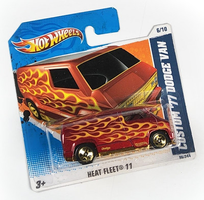 Hot Wheels #96/244 6/10 Heat Fleet 2011 Custom '77 Dodge Van Short Card - NIP
