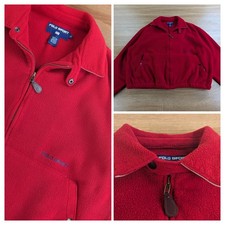 Vintage Polo Sport Ralph Lauren Red Fleece Jacket Zip Up Men's Sz XL Made In USA