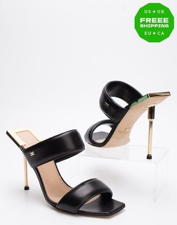 RRP€580 ELISABETTA FRANCHI Leather Mule Sandals US9 UK6 EU39 Black