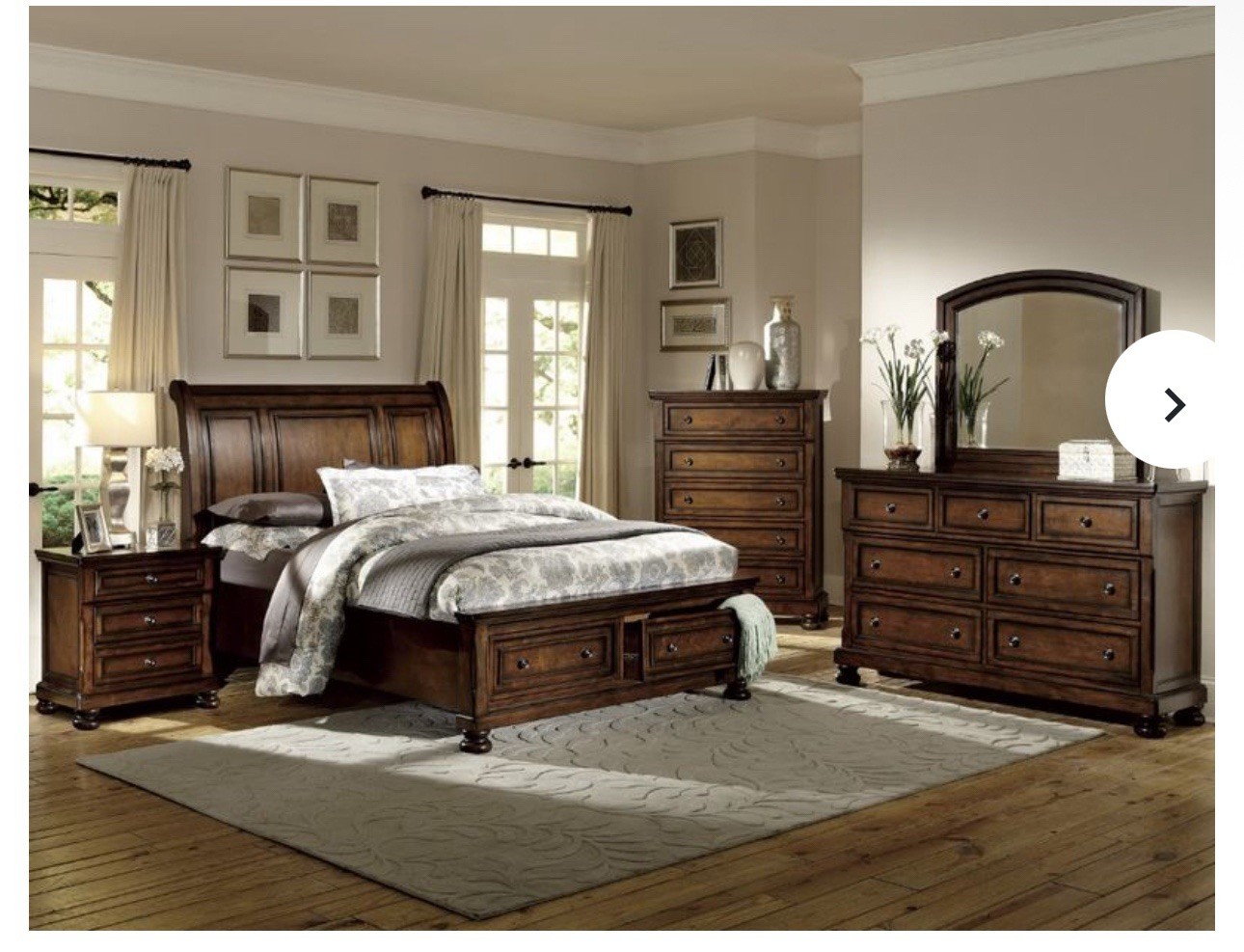 Cumberland California King Storage Sleigh Bedroom Set. Brown