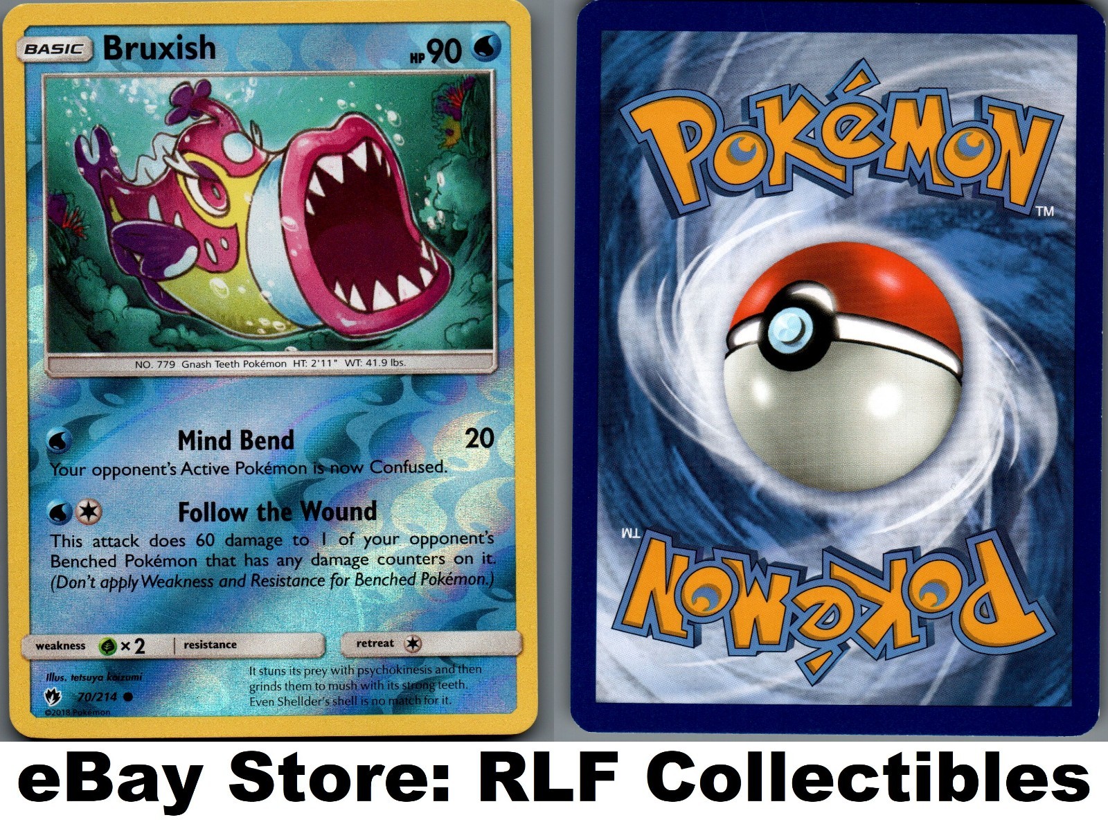 2018 Pokemon, S&M Lost Thunder, #70/214 Bruxish, Reverse Holo Common