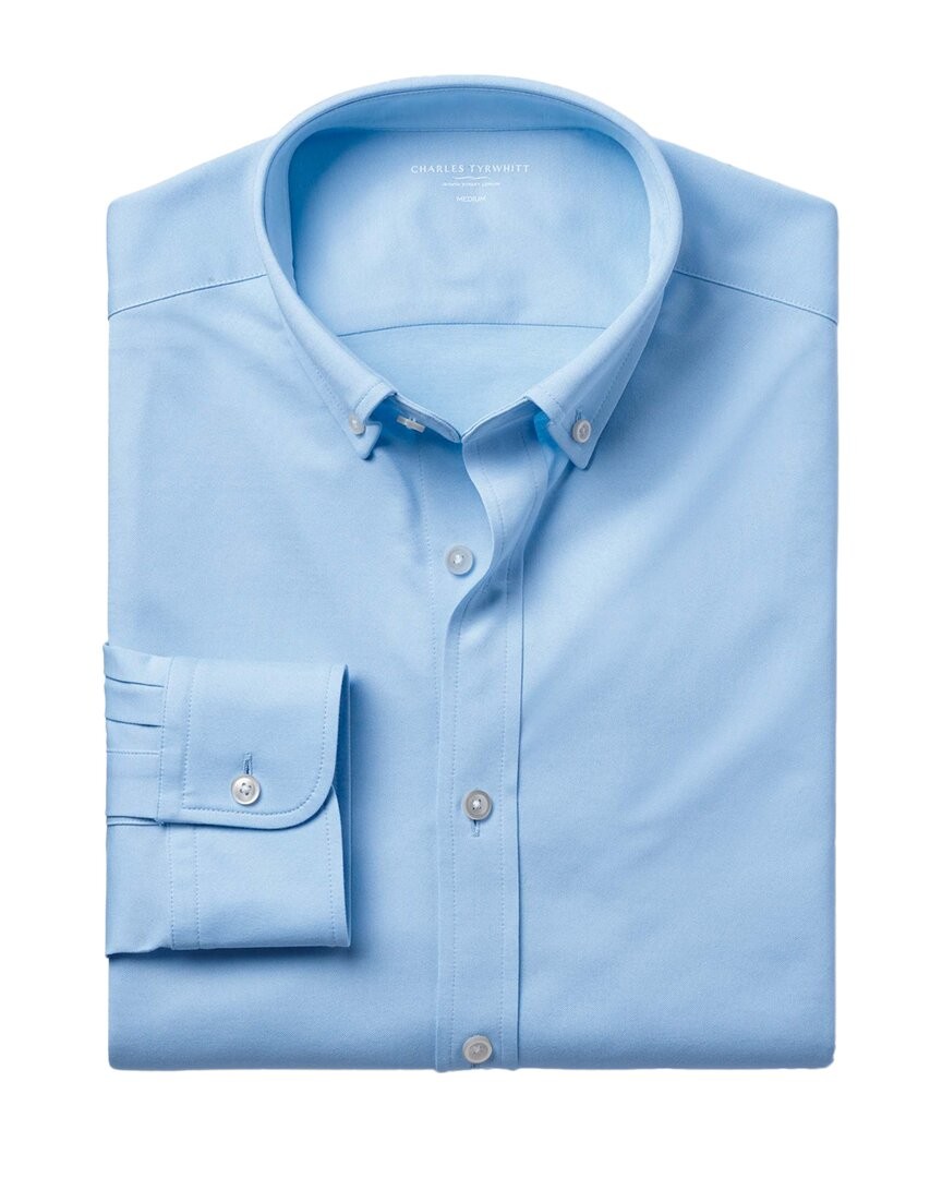 Charles Tyrwhitt  Four-Way Stretch Button Down Shirt Mens Blue S 9690₽