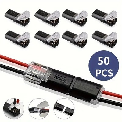 50 Stück Doppeldraht Kabel Steckverbinder mit Verriegelungsschnalle, AWG 18-22
