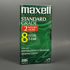 Maxell Videocassette Standard Grade VHS T-160 Blank Video Tape Sealed New 8 hour