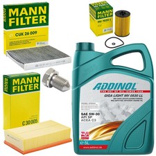 5L Öl Set Inspektion Luft-Innenraum Ölfilter Ölschraube für Audi Seat Skoda VW