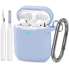 B-Light Blue AirPods Full Protective Silicone Dust Proof Case Cover Skin
