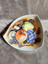 Vintage Tricorn Dish or Plate, Unmarked, Lefton Brown Fruit Pattern