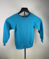 Vintage 90s Hanes Activewear Sweatshirt Size Medium Teal Blue Raglan 50/50 USA
