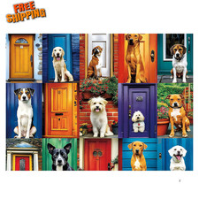 500 Piece Jigsaw Puzzle for Adults   Cute Dogs and Doors Design,