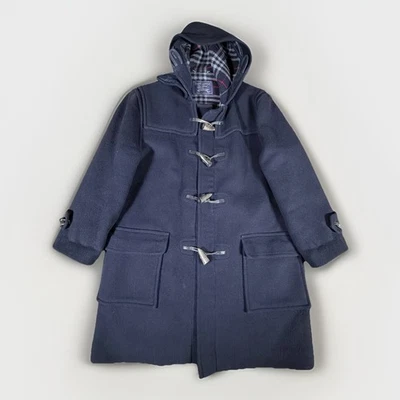 Burberry Duffle Coat Black Wool Men's Authentic Nova Check Long Coat Used