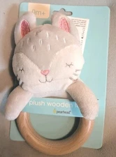 Plush Bunny Wooden Teether Rattle Pearhead 0+  Months