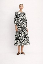NWT Everlane Midi Dress Linen A-Line Floral Dress Size 2 Relaxed Pockets Preppy