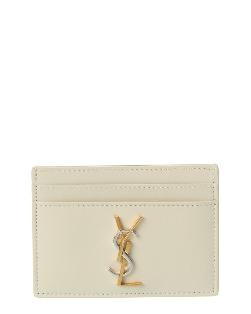 Кожаный держатель для карт Saint Laurent Cassandre Женский белый 67890₽