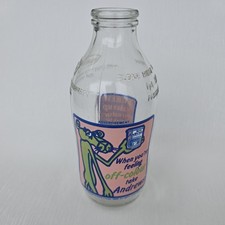 Vintage Unigate 1 Pint Glass Milk Bottle Advertising Andrews Liver Salts