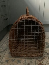 Vintage Wicker Cat Travel Basket Carrier - Cat / Small Dog / Small Pet
